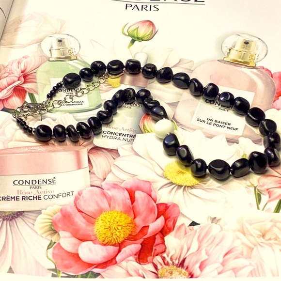 Black Murano Glass Beads Necklace /Choker - Picture 3 of 3